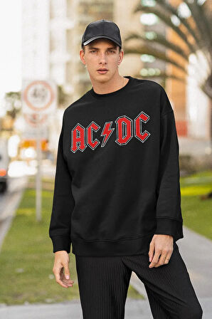 AC DC Rock Metal Müzik Grubu Baskılı Unisex Oversize Sweatshirt