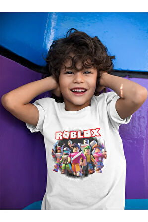 Tasarım Roblox Karakterler Baskılı Unisex Oyun Çocuk Tişört (1-12 YAŞ)