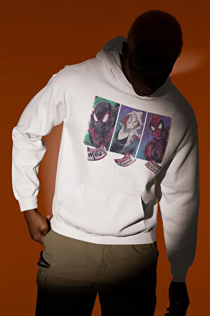 Örümcek Adam Karakterler Baskılı Unisex Oversize Hoodie