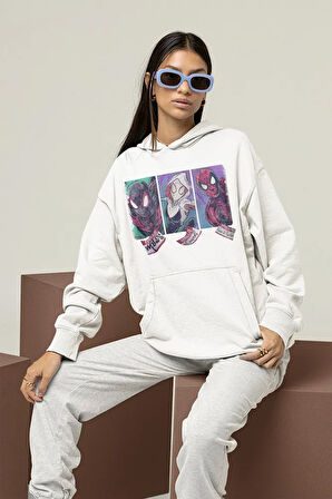 Örümcek Adam Karakterler Baskılı Unisex Oversize Hoodie