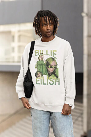 Billie Eilish Baskılı Unisex Oversize Şarkıcı Sweatshirt