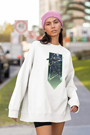 Neon Tasarım Baskılı Unisex Oversize Vvalorant Sweatshirt