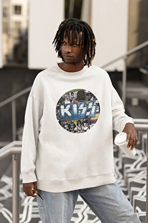 Tasarım Kiss Müzik Grubu Baskılı Unisex Oversize Sweatshirt