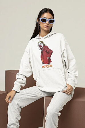 Tasarım Joker Baskılı Unisex Oversize Hoodie