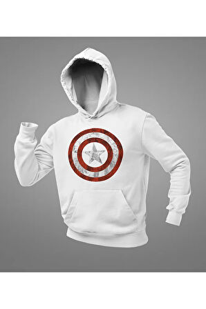 Kaptan Amerika Kalkan Baskılı Unisex Oversize Hoodie