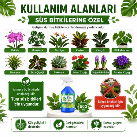 Bitki Besini Turbo Süs Bitkileri İçin Canlandırıcı Bakım Desteği 2x500 ml
