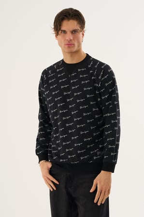 Baskılı Bisiklet Yaka Sweatshirt