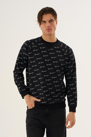 Baskılı Bisiklet Yaka Sweatshirt