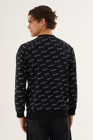 Baskılı Bisiklet Yaka Sweatshirt