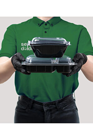 Termoform 3 Gözlü Yemek Kabı + Kapak - 200 Adet (Mikro Dalga'da Kullanılabilir)