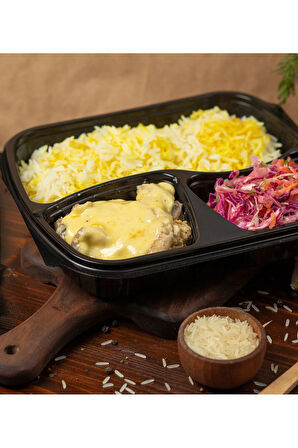 Termoform 3 Gözlü Yemek Kabı + Kapak - 200 Adet (Mikro Dalga'da Kullanılabilir)