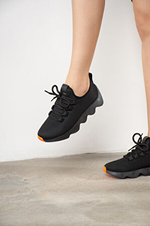 Günlük Kadın Sneaker Spor Ayakkabı Bağcıklı Triko Tırtıklı Kalın Taban Rahat Esnek Hava Alabilen 300