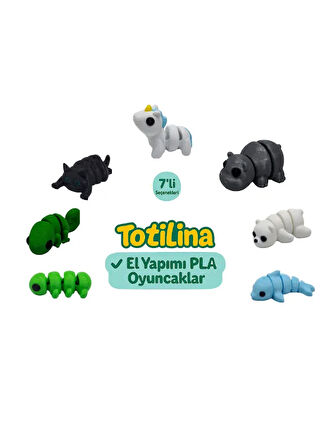 7'li set (Unicorn Hipopotam Ayı Yunus Tırtıl Bukalemun Kedi…)