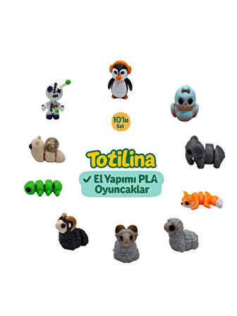 10'lu set (Penguen Kuş Fil Tilki Koyun koç koç Tırtıl Salyangoz…)