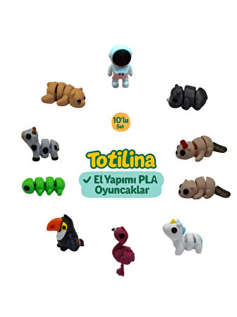 10'lu set (Astronot Gergedan Su samuru Unicorn Flamingo Tukan kuşu…)