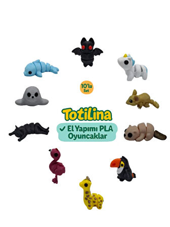 10'lu set (Yarasa Unicorn Fare Su samuru Tukan kuşu Zürafa…)