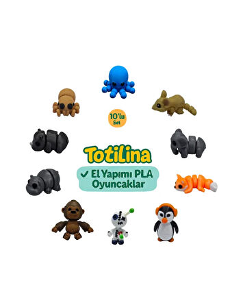 10'lu set (ahtapot fare fil tilki penguen voodoo goril hipopotam…)