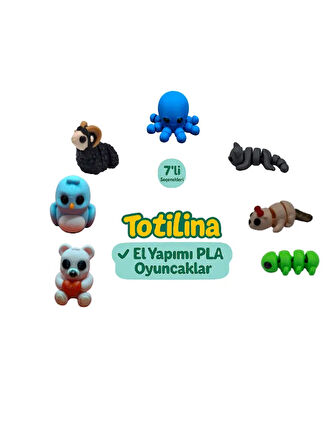 7'li set (ahtapot kedi su samuru tırtıl ayı kuş koç…)