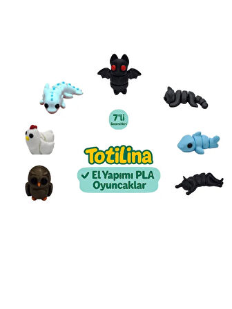 7'li set (yarasa kedi köpek balığı kedi baykuş tavuk aksolotl…)