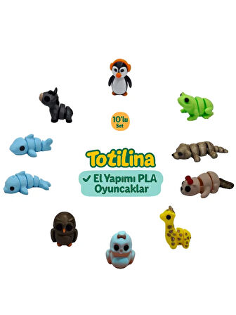 10'lu set (penguen kurbağa köpek su samuru zürafa kuş baykuş…)