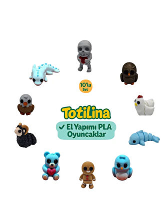 10'lu set (iskelet baykuş tavuk tırtıl zürafa ayı köpek balığı…)