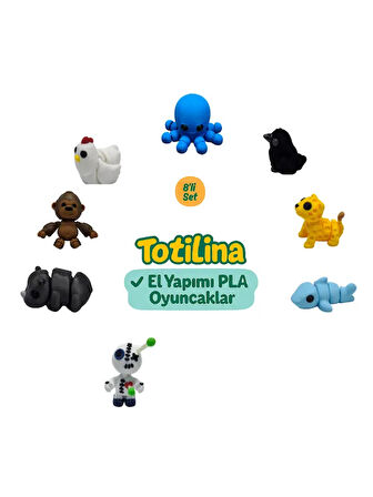 8'li set (ahtapot karga puma köpek balığı voodoo gergedan goril…)