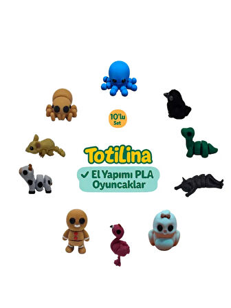 10'lu set (ahtapot karga dinozor kedi kuş flamingo kurabiye adam…)
