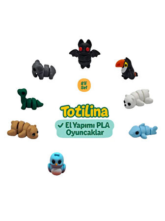 8'li set (yarasa tukan kuşu ayı köpek balığı kuş ayı dinozor fil…)
