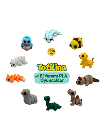 10'lu set (aksolotl arı puma su samuru deve dinozor koyun tilki…)