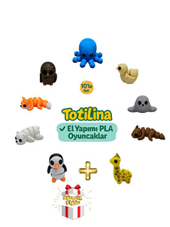 10'lu set (ahtapot ördek fok ejderha zürafa penguen ayı tilki…)