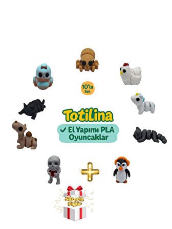 10'lu set (örümcek tavuk unicorn kedi penguen iskelet deve kedi kuş…)