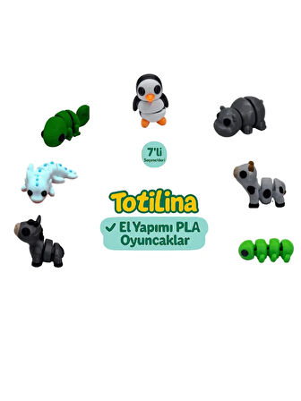 7'li set (penguen hipopotam inek tırtıl eşek aksolotl bukalemun…)
