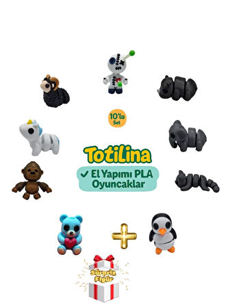 10'lu set (voodoo gergedan fil kedi penguen ayı goril unicorn koç…)