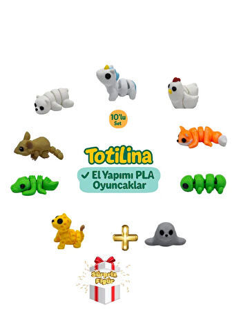 10'lu set (unicorn tavuk tilki tırtıl fok puma timsah fare ayı…)
