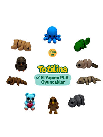 10'lu set (ahtapot bukalemun su samuru köpek hipopotam hindi ayı…)