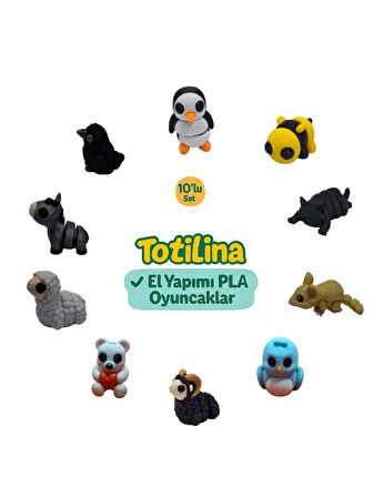 10'lu set (penguen arı kedi fare kuş koç ayı koyun eşek karga…)