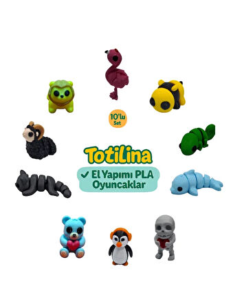 10'lu set (flamingo arı bukalemun yunus iskelet penguen ayı kedi…)