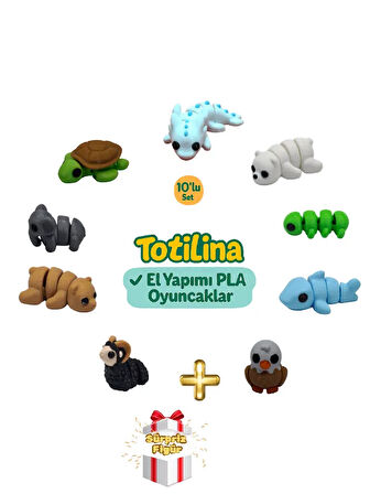 10'lu set (aksolotl ayı tırtıl köpek balığı kartal koç ayı fil…)