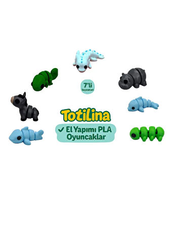 7'li set (aksolotl hipopotam yunus tırtıl köpek balığı eşek…)