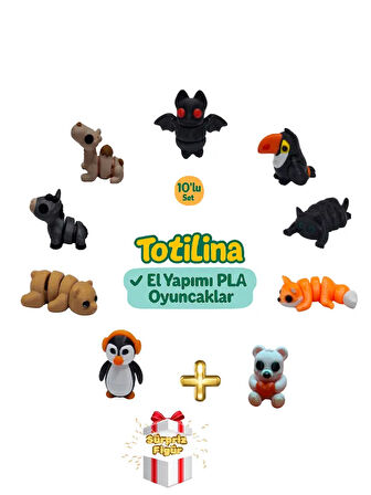 10'lu set (yarasa tukan kuşu kedi tilki ayı penguen ayı eşek deve…)