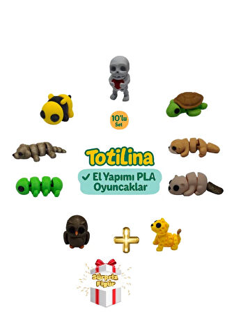 10'lu set (iskelet kaplumbağa su samuru puma baykuş tırtıl köpek…)