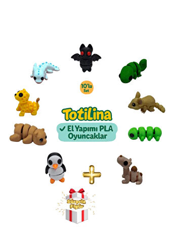10'lu set (yarasa bukalemun fare tırtıl deve penguen ayı puma…)