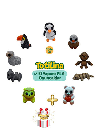 10'lu set (penguen kartal goril köpek ayı aslan fil koyun…)