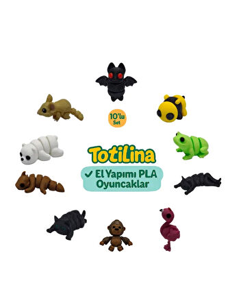 10'lu set (yarasa arı kurbağa kedi flamingo goril kedi ejderha…)