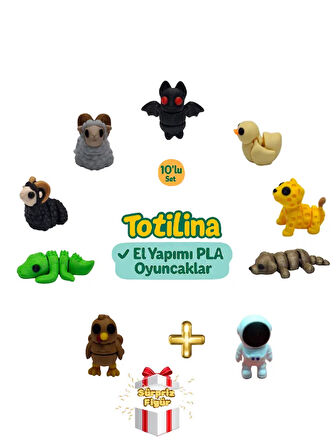 10'lu set (yarasa ördek puma köpek astronot hindi timsah koç…)