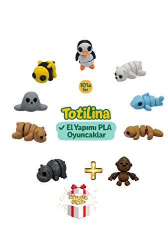 10'lu set (penguen ayı köpek balığı su samuru goril hipopotam ayı…)