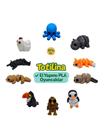 10'lu set (ahtapot hipopotam tilki su samuru penguen hindi…)