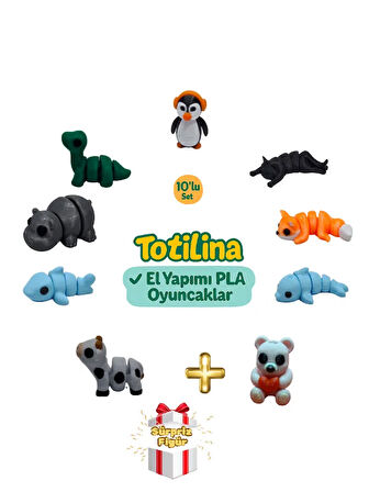 10'lu set (penguen kedi tilki yunus ayı inek köpek balığı…)
