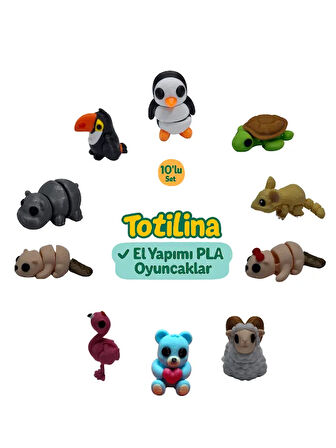 10'lu set (penguen kaplumbağa fare su samuru koç ayı flamingo…)