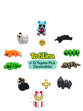 10'lu set (ayı kedi tırtıl köpek fil koç timsah tilki tavuk…)